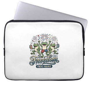 Vrijheid Kikker Team Vintage Patriottisch Shirt On Laptop Sleeve