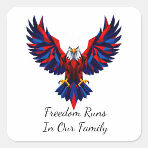 Vrijheid loopt in onze familie Patriotisch familie Vierkante Sticker