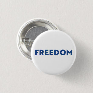 Vrijheid moderne typografie minimalistisch blauw w ronde button 3,2 cm