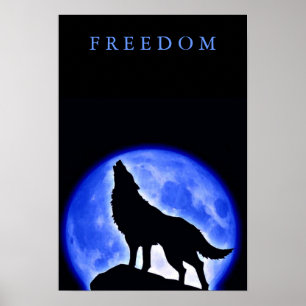 Vrijheid Motivatie Wolf Howling Verticaal Poster