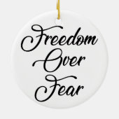 Vrijheid over angst keramisch ornament (Achterkant)