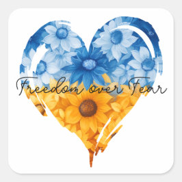 Vrijheid over angst Zonnebloem harten Vierkante Sticker