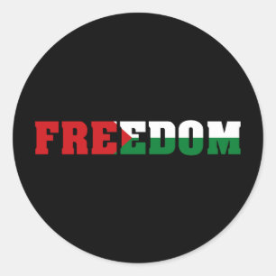vrijheid   Palestina vlag kleuren   Vrij Gaza Ronde Sticker