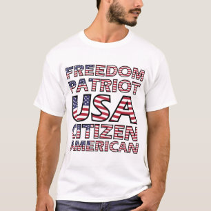 Vrijheid Patriot USA Citizen Amerikaanse Vlag Teks T-shirt