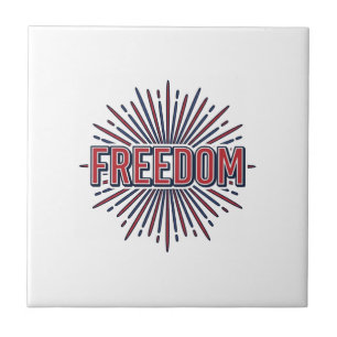 Vrijheid Patriottisch Vuurwerk Vector T-shirt Ontw Tegeltje