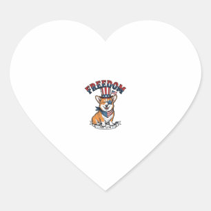 Vrijheid Patriottische Corgi Vintage Gravure T-Shi Hart Sticker