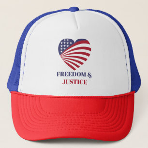 Vrijheid & Recht Amerikaanse Vlag met Hart.  Trucker Pet