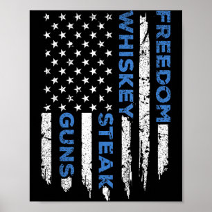 Vrijheid steak & geweren Amerikaanse vlag patriott Poster