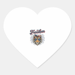 Vrijheid Tijger Patriottisch Vintage Gravure Shirt Hart Sticker