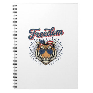 Vrijheid Tijger Patriottisch Vintage Gravure Shirt Notitieboek