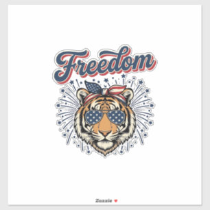 Vrijheid Tijger Patriottisch Vintage Gravure Shirt Sticker