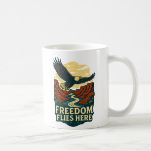 Vrijheid Vliegt Hier Retro Adelaar Kunstwerk Koffiemok