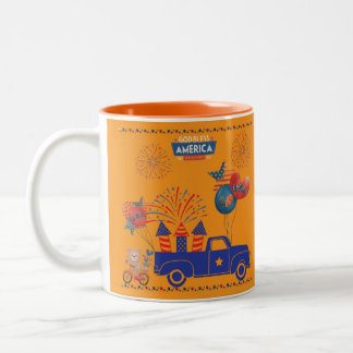 Vrijheid Vuurwerk Dromen oranje Tweekleurige Koffiemok