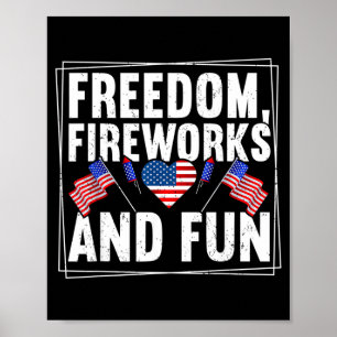 Vrijheid Vuurwerk En Pret Onafhankelijkheidsdag Gr Poster