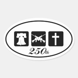 Vrijheid Wapens Religie 250 Witte Ovaal Ovale Sticker