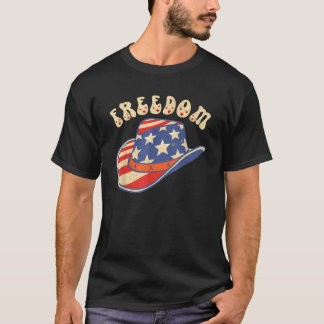 Vrijheid Westerne Patriottische Cowboy Pet 4 juli  T-shirt