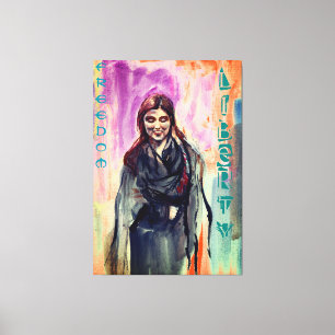 Vrijheids- en vrijheidsmeisjes in Kimono Waterverf Canvas Afdruk