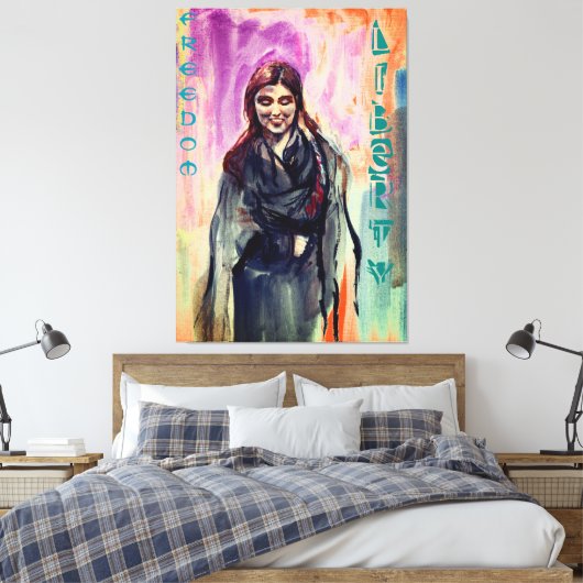 Vrijheids- en vrijheidsmeisjes in Kimono Waterverf Canvas Afdruk (Insitu (Slaapkamer))