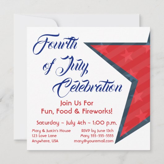 Vrijheidsbeeld 4 juli Feestuitnodigingen Kaart (Achterkant)