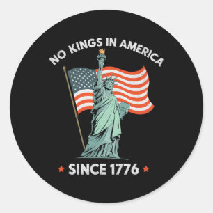 Vrijheidsbeeld 4 juli Geen koningen in Amerika Zon Ronde Sticker