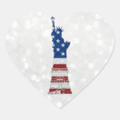 Vrijheidsbeeld 4 juli glitter hart sticker (Voorkant)