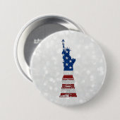 Vrijheidsbeeld 4 juli glitter ronde button 7,6 cm (Voorkant /achterkant)
