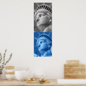 Vrijheidsbeeld Blauw Grijs Pop Art Poster Print (Keuken)