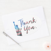 Vrijheidsbeeld Dank jullie veteranen Ovale Sticker (Envelop)