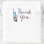 Vrijheidsbeeld Dank jullie veteranen Ovale Sticker (Tas)