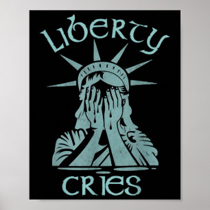 Vrijheidsbeeld drukt hoofdpijn, walging en huilen poster
