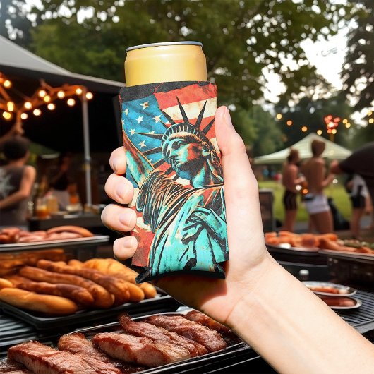 Vrijheidsbeeld en Amerikaanse vlag