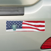 Vrijheidsbeeld en Amerikaanse vlag Bumpersticker (Op auto)
