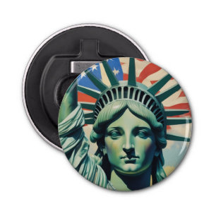 Vrijheidsbeeld en Amerikaanse vlag kunst New York Button Flesopener