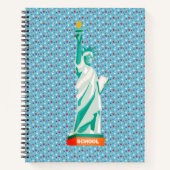 Vrijheidsbeeld en sterren op lichtblauw notitieboek (Voorkant)
