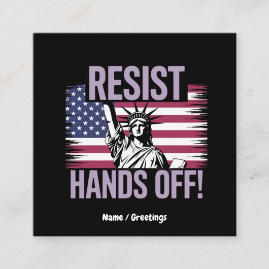 Vrijheidsbeeld geeft protestverzet de hand vierkante visitekaartje (Voorkant)