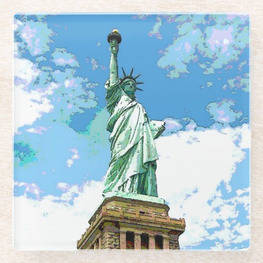 Vrijheidsbeeld Glazen Onderzetter (Voorkant)