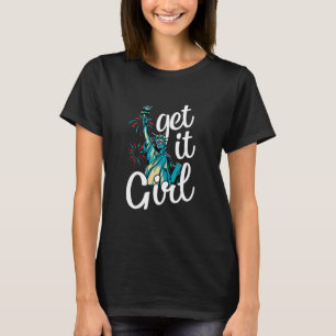 Vrijheidsbeeld haal het meisje-Amerikaans T-shirt