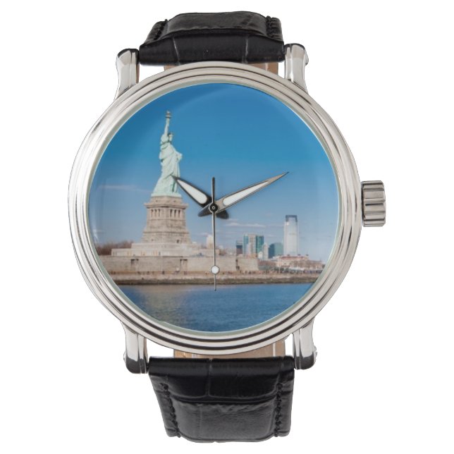 Vrijheidsbeeld, Hudson River en Manhattan Horloge (Voorkant)