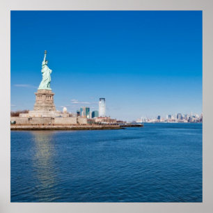 Vrijheidsbeeld, Hudson River en Manhattan Poster