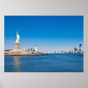 Vrijheidsbeeld, Hudson River en Manhattan Poster