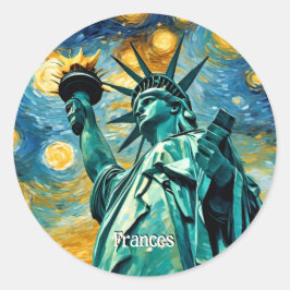 Vrijheidsbeeld Impressionisme Ronde Sticker