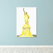Vrijheidsbeeld in de kleuren geel en grijs canvas afdruk (Insitu (Houten vloer))