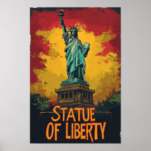 Vrijheidsbeeld Kunst Vintage Illustratie Reizen Poster