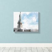 Vrijheidsbeeld Manhattan Skyline Canvas Wall Afdruk (Insitu (Houten vloer))