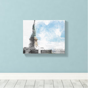 Vrijheidsbeeld Manhattan Skyline Canvas Wall Afdruk