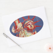 Vrijheidsbeeld met 4 juli Word Cloud Ovale Sticker (Envelop)