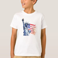 Vrijheidsbeeld met Amerikaanse vlag