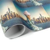 Vrijheidsbeeld met Ice Cream Cone Cadeaupapier (Rol Hoek)