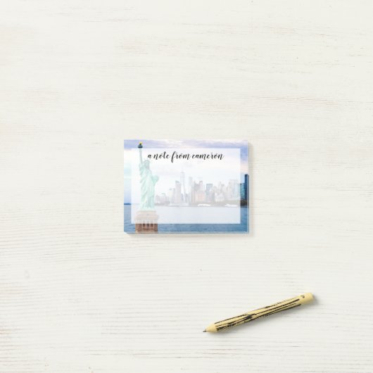 Vrijheidsbeeld met World Trade Center Post-it® Notes (Op bureau)