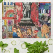 Vrijheidsbeeld Mixed Media Collage Art Theedoek (Gevouwen)